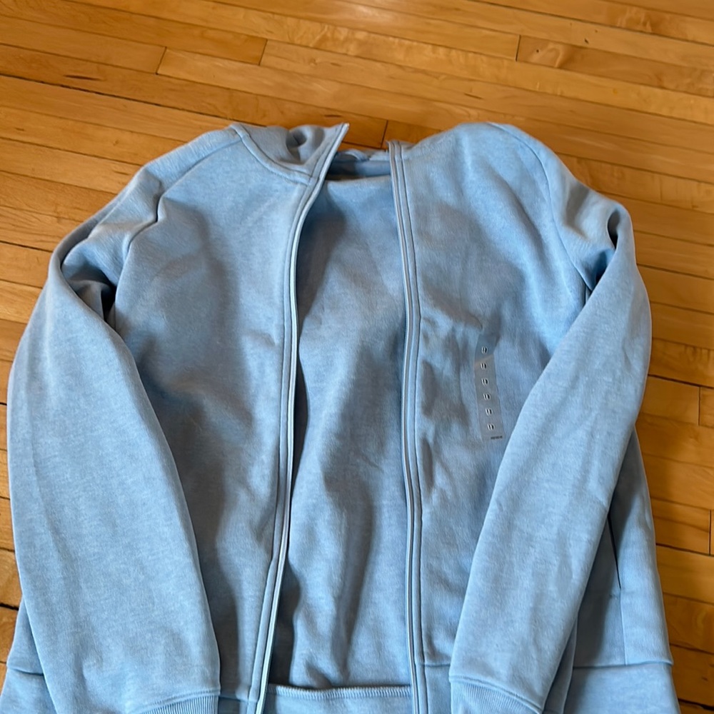 NWT Uniqlo Grey Light Blue hoodie zip sweatshirt